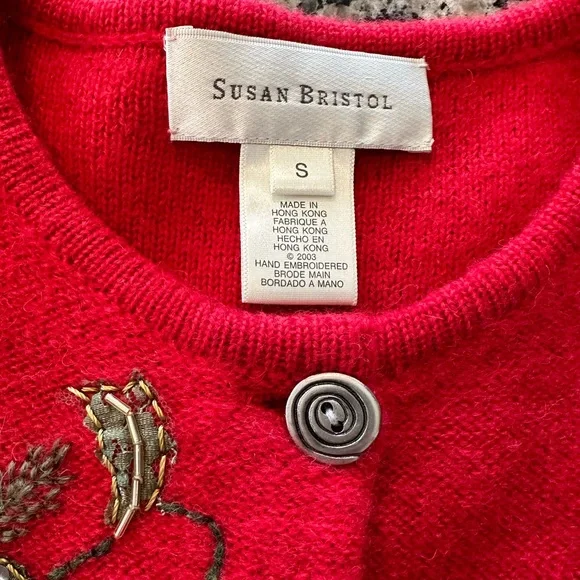 ✨VTG✨SUSAN BRISTOL Beautiful Vintage
Red Wool Embellished Size Small BUTTON UP - Picture 3 of 11